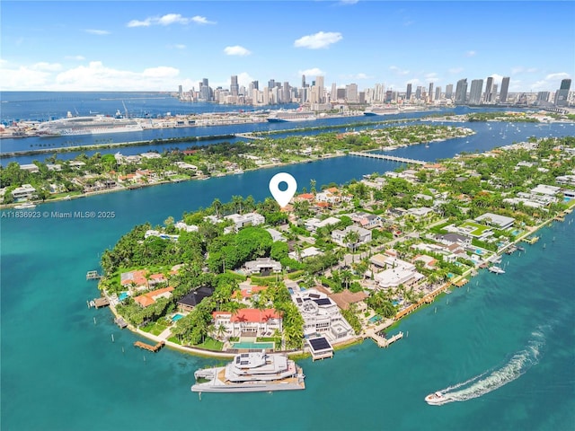 66 S Hibiscus Dr, Miami Beach, FL 33139 - aerial view of skyline and a nearby body of water