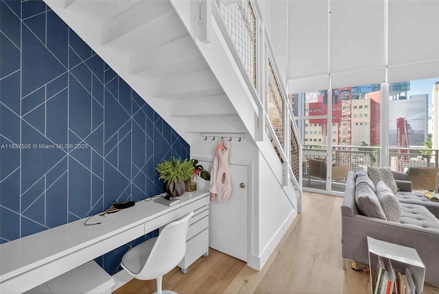 244 Biscayne Blvd Unit 446, Miami, FL 33132 - misc room featuring light wood-style floors and a high ceiling