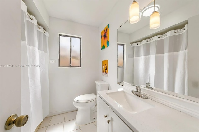 521 NE Dinner, Dinner, Palm Bay, FL 32907 - bathroom featuring vanity, tile patterned flooring, and a shower with shower curtain