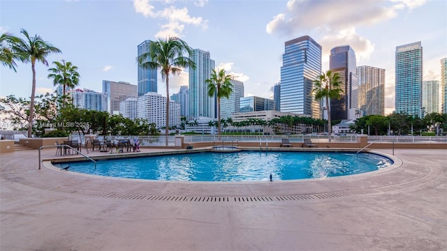 701 Brickell Key Blvd Unit 2011, Miami, FL 33131 - community pool with a skyline view and a patio