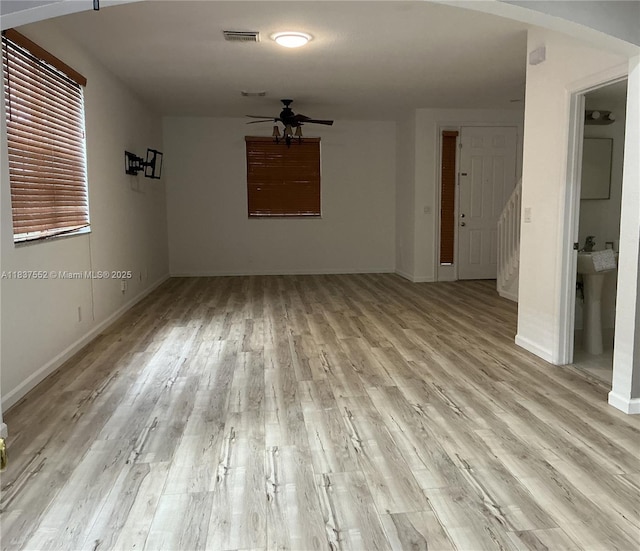 4603 Highgate Dr Unit C, Delray Beach, FL 33445 - empty room with ceiling fan and light wood-style floors