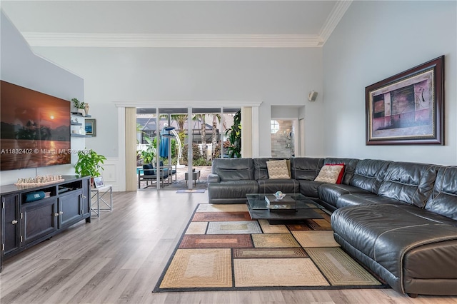 13850 NW 23rd St, Pembroke Pines, FL 33028 - living area with ornamental molding and light wood-style floors