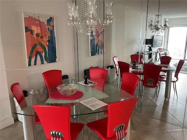 400 Kings Point Dr Unit 623, Sunny Isles Beach, FL 33160 - dining area featuring a chandelier and tile patterned floors
