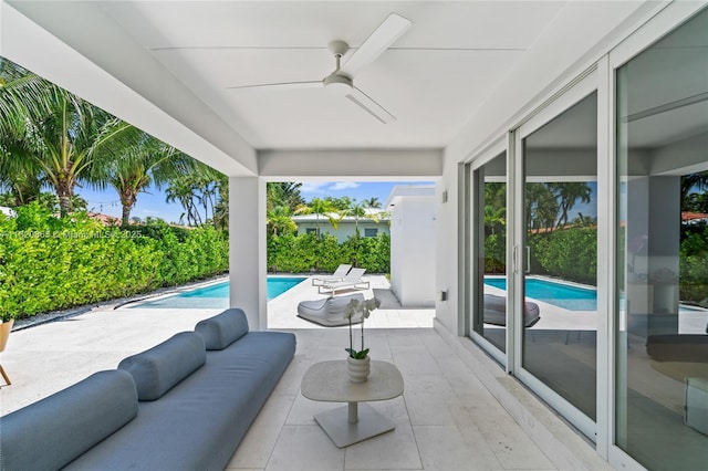 9033 Emerson Ave, Surfside, FL 33154 - view of patio / terrace with ceiling fan and outdoor lounge area