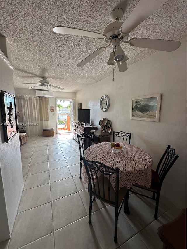920 SW 11th Ave Unit 12A, Hallandale Beach, FL 33009 - dining area featuring a ceiling fan, a textured ceiling, and light tile patterned flooring