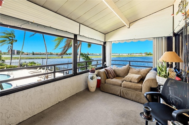 20145 NE 3rd Ct Unit 2, Miami, FL 33179 - sunroom featuring a water view and carpet