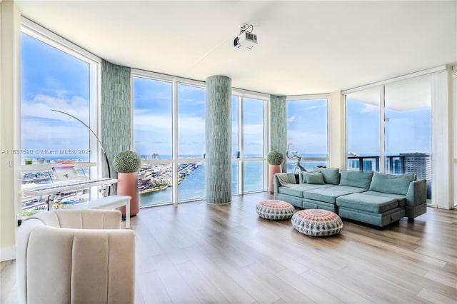 244 Biscayne Blvd Unit 4803, Miami, FL 33132 - sunroom / solarium featuring a water view