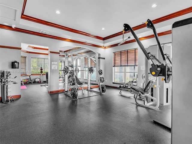 2071 Renaissance Blvd Unit 303, Miramar, FL 33025 - gym with crown molding and recessed lighting
