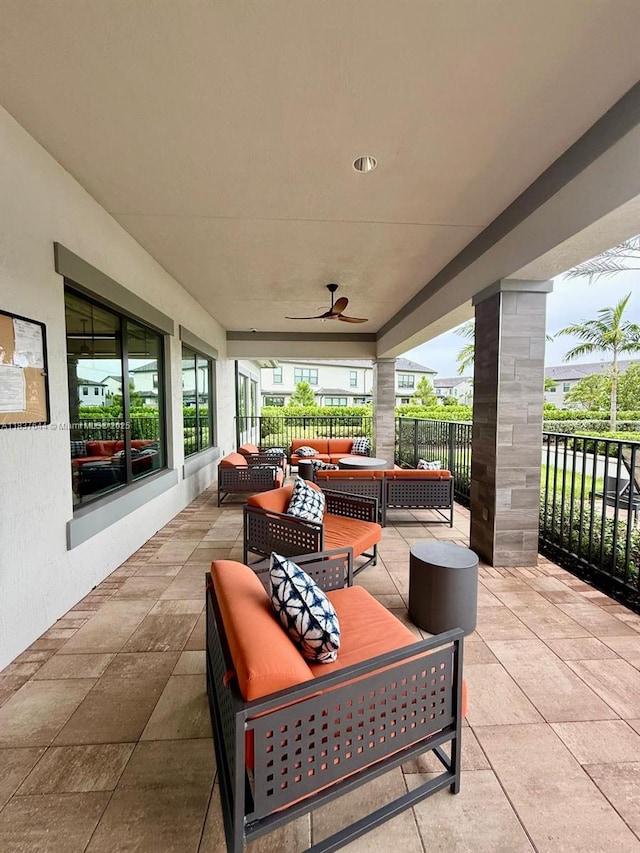 4468 Spruce Ln, Oakland Park, FL 33309 - view of patio / terrace featuring an outdoor hangout area and a ceiling fan