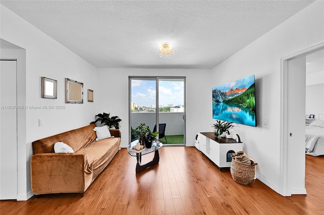36 NW 6th Ave Unit 701, Miami, FL 33128 - living room with wood finished floors and a textured ceiling