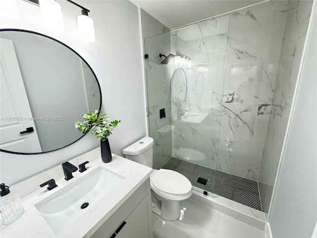 12239 NW 7th St, Miami, FL 33182 - bathroom with vanity, a marble finish shower, and marble finish floors