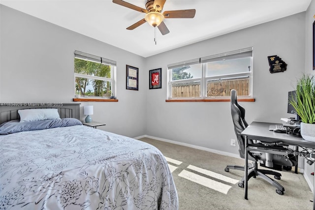 1533 Shenandoah St, Hollywood, FL 33020 - bedroom featuring carpet, an office area, and a ceiling fan