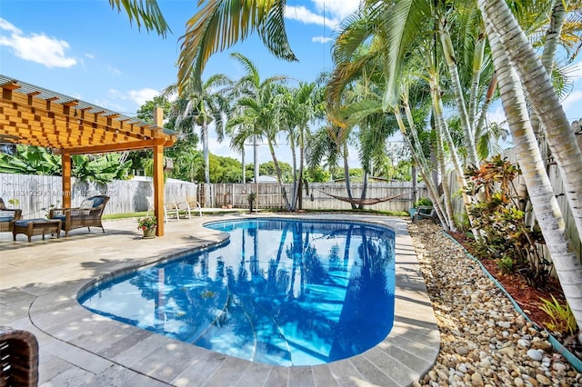 1533 Shenandoah St, Hollywood, FL 33020 - view of pool featuring a pergola, a patio, and a fenced backyard