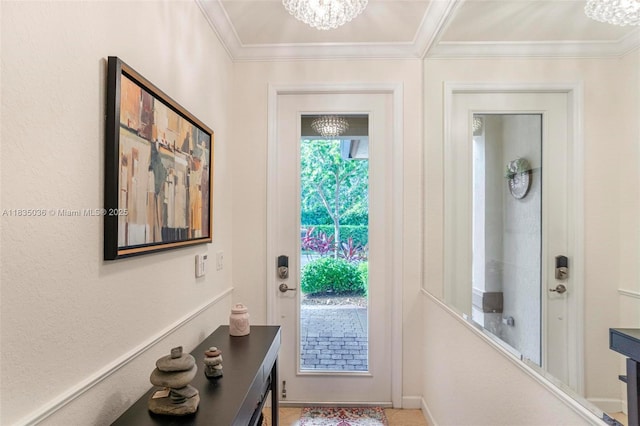 12125 S Vaquero Trails Dr, Davie, FL 33325 - entryway with a chandelier and crown molding