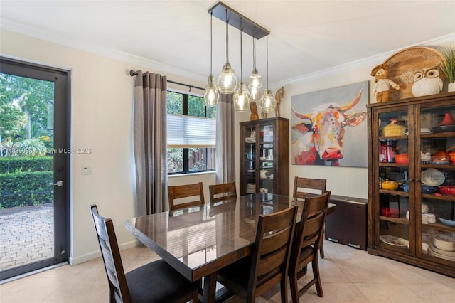 12125 S Vaquero Trails Dr, Davie, FL 33325 - dining space with light tile patterned floors and ornamental molding