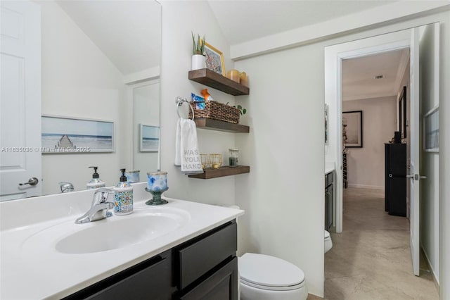 12125 S Vaquero Trails Dr, Davie, FL 33325 - bathroom with vanity and vaulted ceiling