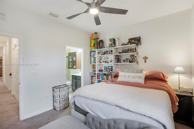 12125 S Vaquero Trails Dr, Davie, FL 33325 - bedroom featuring carpet floors, ensuite bath, and a ceiling fan