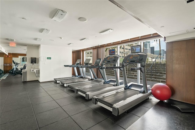 335 S Biscayne Blvd Unit 3108, Miami, FL 33131 - gym featuring a wall of windows