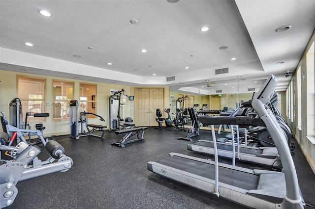 5963 Royal Way, Tamarac, FL 33321 - gym with a textured ceiling and recessed lighting