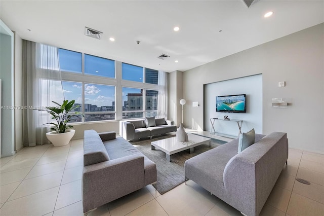 1900 N Bayshore Dr Unit 4111, Miami, FL 33132 - living area featuring recessed lighting and tile patterned floors