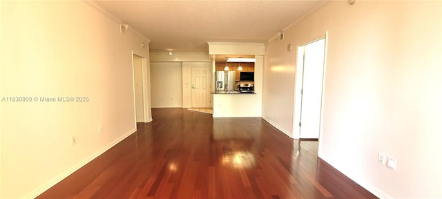 2000 N Bayshore Dr Unit 509, Miami, FL 33137 - hall with ornamental molding, dark wood-style floors, and a textured ceiling