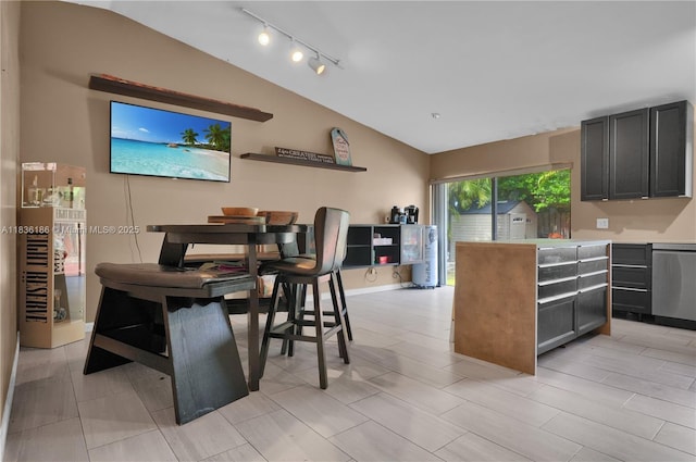 10405 SW 146th Ave, Miami, FL 33186 - dining area with vaulted ceiling and track lighting