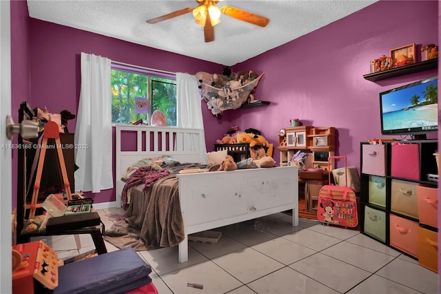 10405 SW 146th Ave, Miami, FL 33186 - tiled bedroom with a textured ceiling and a ceiling fan