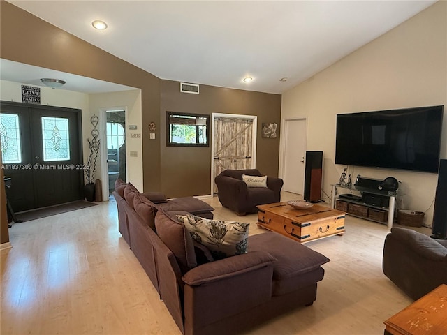 8878 SW 59th St, Cooper City, FL 33328 - living room with lofted ceiling, light wood-type flooring, and recessed lighting