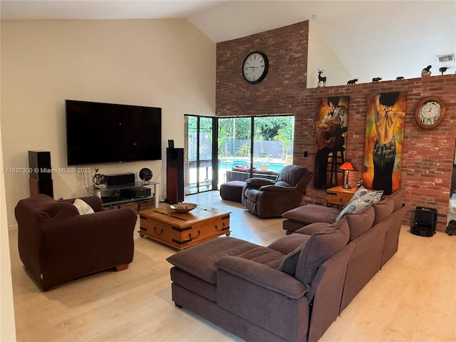 8878 SW 59th St, Cooper City, FL 33328 - living area featuring wood finished floors and high vaulted ceiling