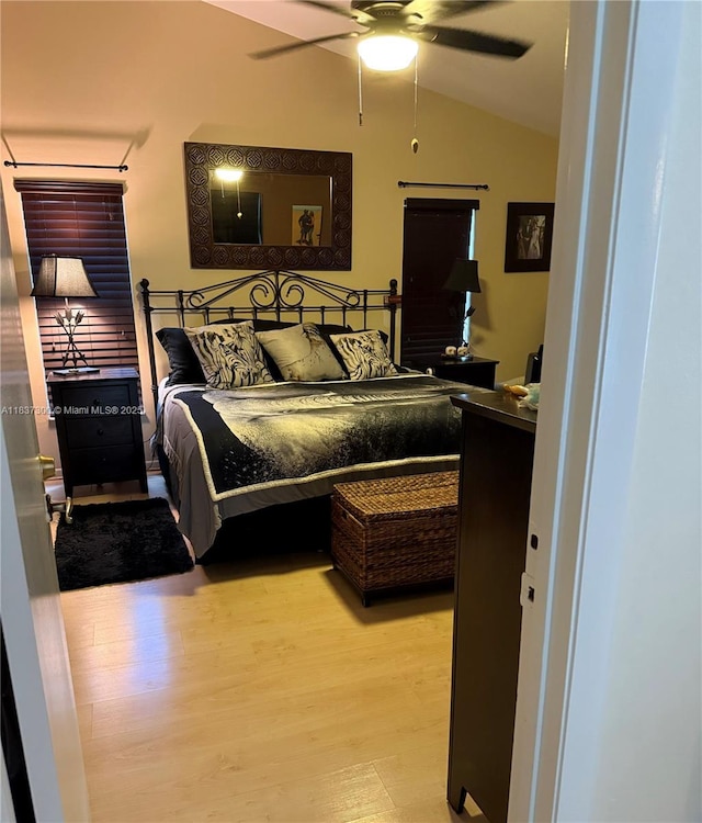 8878 SW 59th St, Cooper City, FL 33328 - bedroom with wood finished floors, lofted ceiling, and a ceiling fan