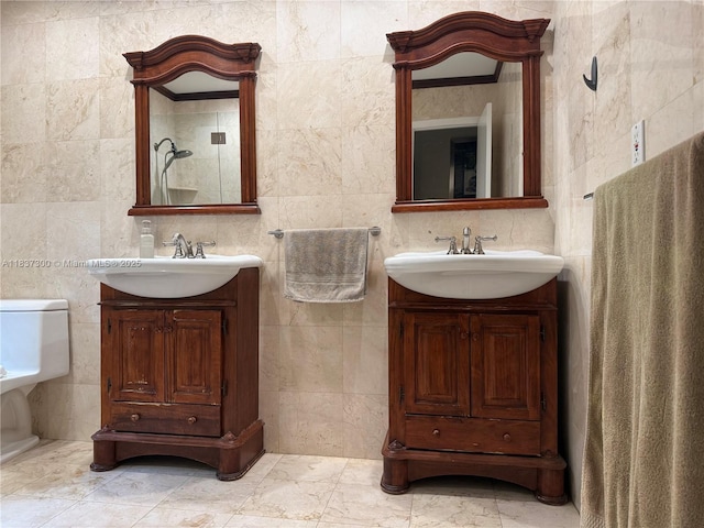 8878 SW 59th St, Cooper City, FL 33328 - bathroom with tile walls and two vanities