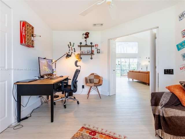 6110 Pitch Ln, Boynton Beach, FL 33437 - office area with light wood-style floors and ceiling fan
