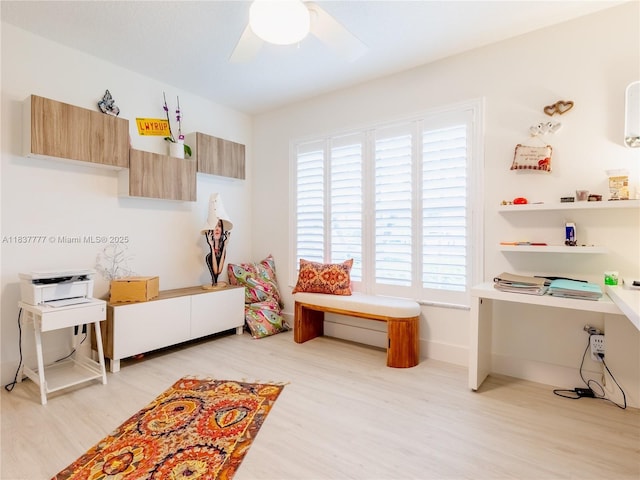 6110 Pitch Ln, Boynton Beach, FL 33437 - recreation room with light wood-style floors, ceiling fan, and an office area