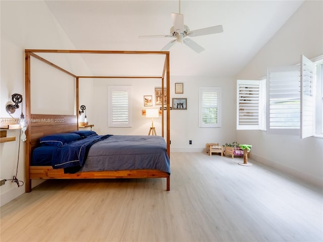 6110 Pitch Ln, Boynton Beach, FL 33437 - bedroom featuring lofted ceiling, wood finished floors, and ceiling fan
