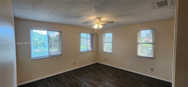 2957 Oak Park Cir, Davie, FL 33328 - empty room with dark wood-style floors, ceiling fan, and a textured ceiling