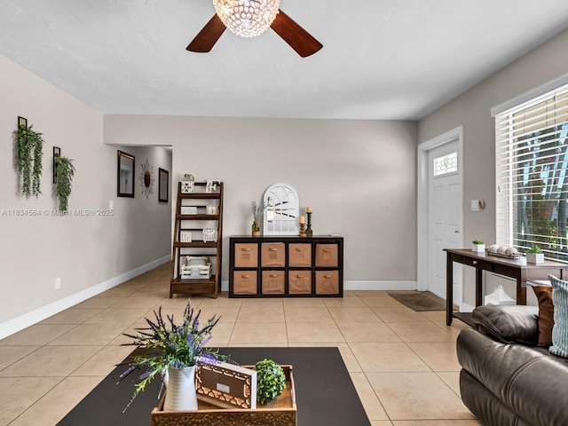 321 NW 93rd Ave, Pembroke Pines, FL 33024 - tiled living area with ceiling fan and baseboards