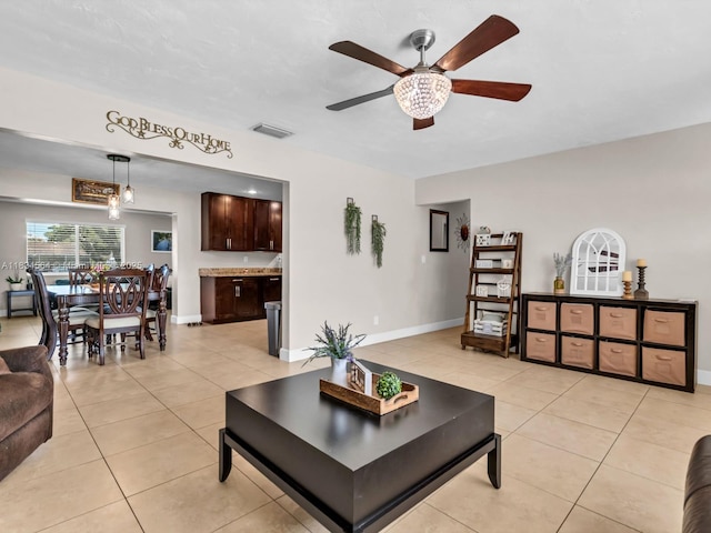 321 NW 93rd Ave, Pembroke Pines, FL 33024 - living area with light tile patterned floors and a ceiling fan