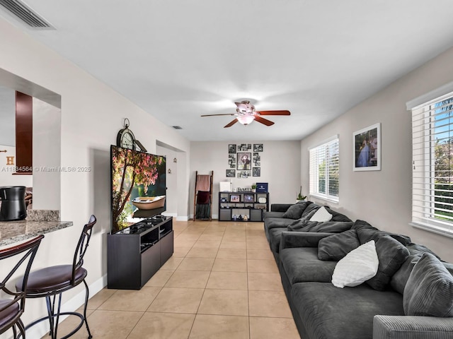 321 NW 93rd Ave, Pembroke Pines, FL 33024 - living area with ceiling fan, healthy amount of natural light, and light tile patterned floors