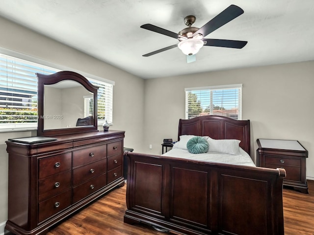321 NW 93rd Ave, Pembroke Pines, FL 33024 - bedroom with dark wood-style floors, multiple windows, and a ceiling fan