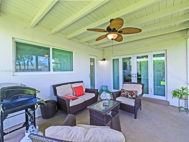 321 NW 93rd Ave, Pembroke Pines, FL 33024 - view of patio / terrace with french doors, an outdoor living space, and a ceiling fan