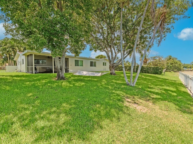 321 NW 93rd Ave, Pembroke Pines, FL 33024 - view of yard featuring a patio, a ceiling fan, and a sunroom