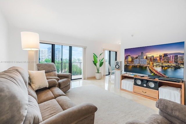 1201 S Ocean Dr Unit 410S, Hollywood, FL 33019 - living room with light tile patterned floors