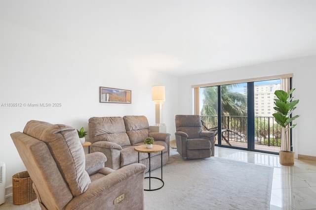 1201 S Ocean Dr Unit 410S, Hollywood, FL 33019 - living area with light marble finish flooring