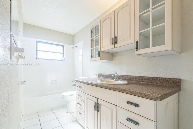 5640 NW 13th Ct, Lauderhill, FL 33313 - full bathroom featuring vanity, bathing tub / shower combination, tile patterned flooring, and a textured wall