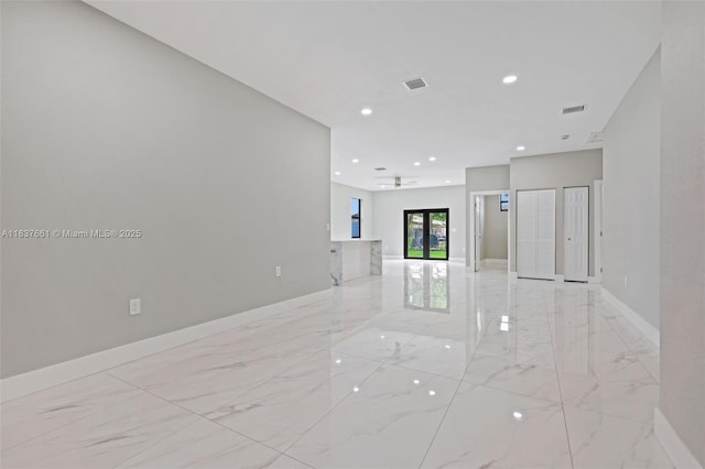 1244 NW 30th Ave, Fort Lauderdale, FL 33311 - spare room featuring light marble finish floors, recessed lighting, and ceiling fan