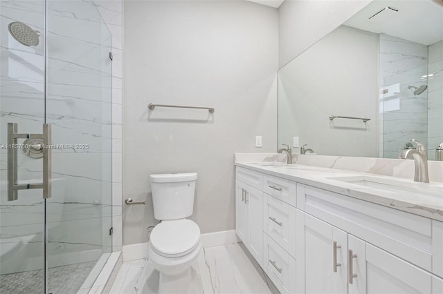 1244 NW 30th Ave, Fort Lauderdale, FL 33311 - full bathroom featuring marble finish flooring, a marble finish shower, and double vanity