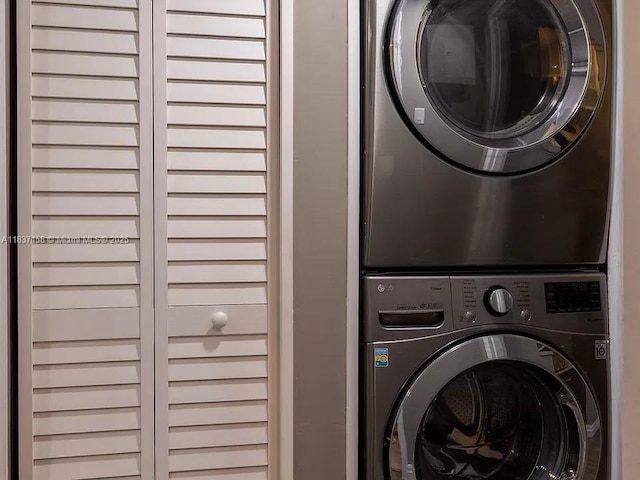 1611 Euclid Ave Unit 5, Miami Beach, FL 33139 - laundry room with stacked washing machine and dryer