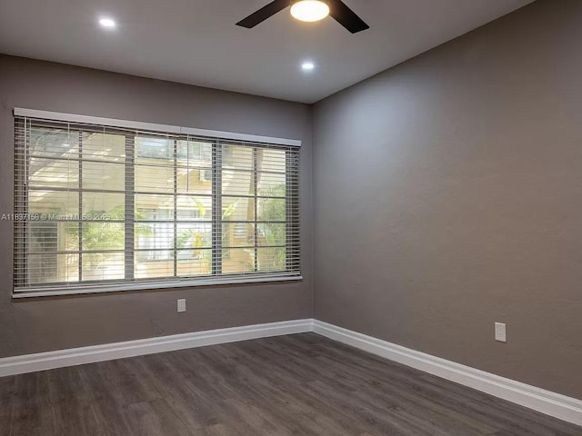 1611 Euclid Ave Unit 5, Miami Beach, FL 33139 - empty room featuring dark wood-style flooring, ceiling fan, and recessed lighting