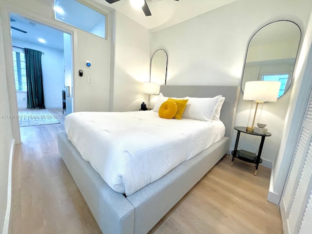 936 Pennsylvania Ave Unit 101, Miami Beach, FL 33139 - bedroom featuring wood finished floors and ceiling fan