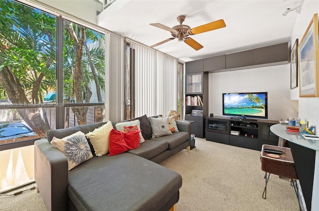 2778 Day Ave Unit 2, Miami, FL 33133 - carpeted living area with a ceiling fan and healthy amount of natural light